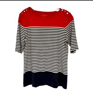 Lot of 2 Croft & Barrow Multi-striped Classic T-shirts Cotton Blend Size L